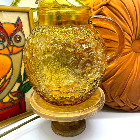Anchor Hocking Other - Milano Lido Anchor Hocking Desert Gold 96 Oz. Ball Pitcher 1960s Vintage Amber